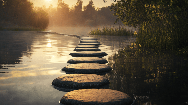 steppingstones on a river